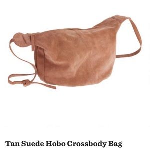 Tan suede hobo crossbody bag